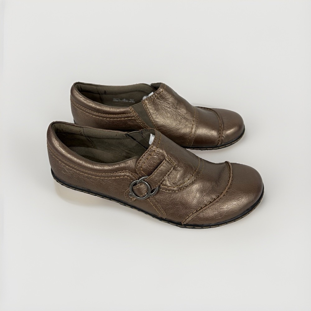 Clarks Ashland Spin Q Womens 9M Bronze Metallic Leather Loafers Comfort Shoes T7